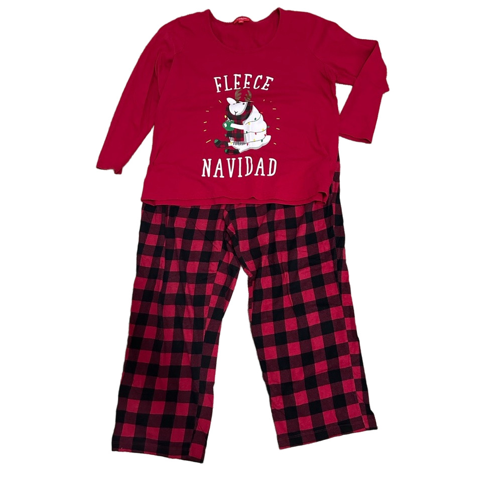 Macy’s Family PJs Fleece Navidad Pajamas Set - Red and Black